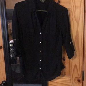 Black linen button down